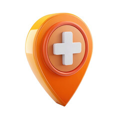Obraz premium 3d medical location pin with plus symbol isolated on transparent background