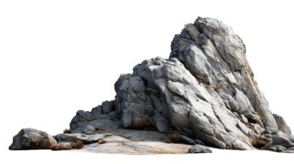 Rugged stone formation, geological outcrop, rocky hill, cut out transparent