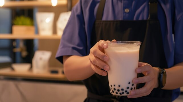 A glass of handmade bubble tea.