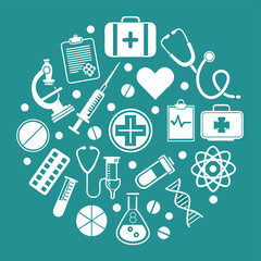Medical icons circle healthcare wellness treatment vector illustration