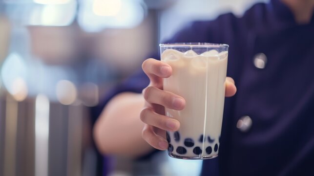 A glass of handmade bubble tea.