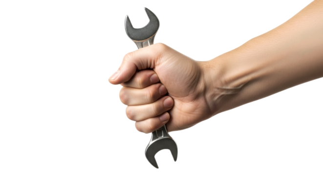 Close-up of a Hand Holding a Wrench