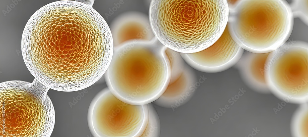 Aufkleber microscopic view of spherical cells in a molecular structure for biomedical science research