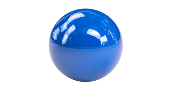 Glossy azure sphere shape isolated, cut out transparent