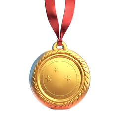 3D plasticine render of a gold medal, cute clay style icon for excellence and award, isolated element symbolizing first place, quality, and recognition.