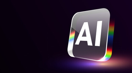 Glass AI chip. Technology background. CPU processor tech bg. Computer microchip. Vector illustration