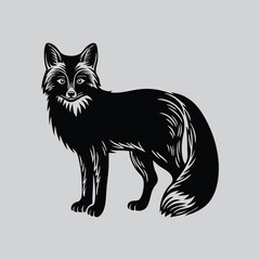 Arctic Fox Silhouette Line Illustration