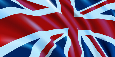 British flag wavy. United kingdom flag background. Vector illustration.
