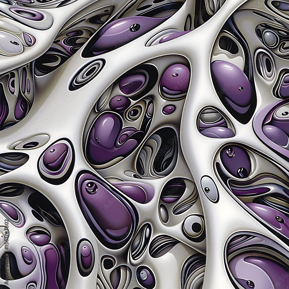 Poster complex interconnected cellular structure with smooth surfaces and organic apertures