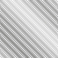 Wavy line pattern. Abstract fluid design. Monochrome ripple texture. Vector graphic illustration.
