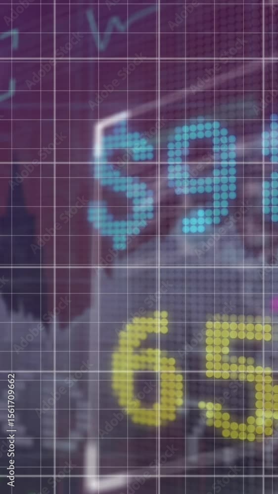 Poster animation of interface with financial and stock market data processing