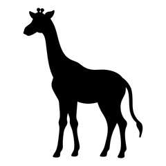 Obraz premium Giraffe silhouette vector, a black animal vector art design, and a silhouette of a giraffe isolated on a white background