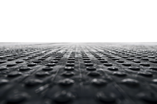 Perspective view of textured metallic grid floor pattern - Powered by Adobe