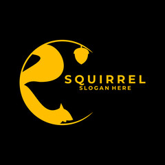 Squirrel Circle with nut logo design vector template