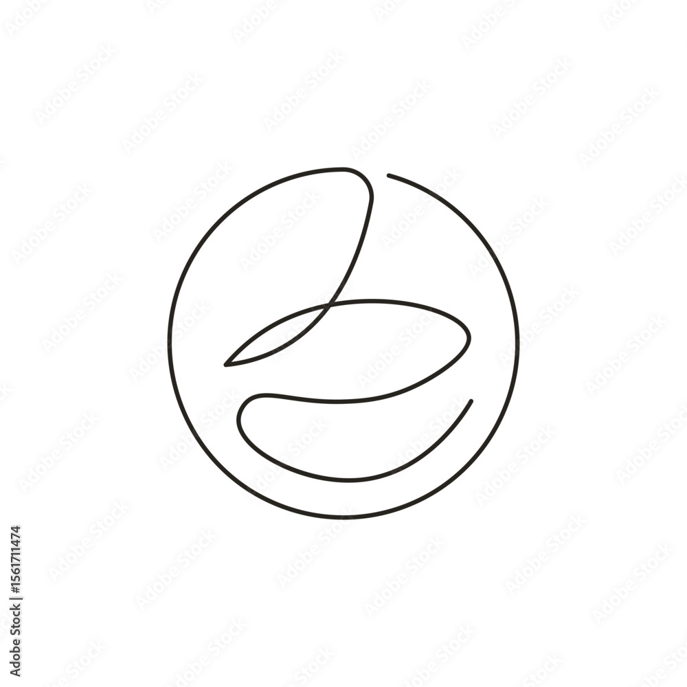 Poster a fluid, continuous line art logo depicting an abstract form or stylized letter 