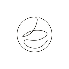 A fluid, continuous line art logo depicting an abstract form or stylized letter 