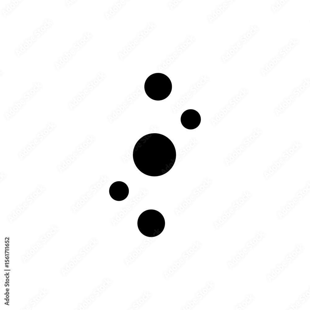 Aufkleber a minimalist and abstract black logo composed of five solid circular dots of varying sizes, arranged