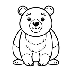 Obraz premium Cute bear outline cartoon educational coloring page for kids on white background