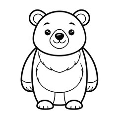 Fototapeta premium Cute bear outline cartoon educational coloring page for kids on white background