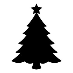 Fototapeta premium Christmas tree silhouette vector, a black tree vector art design, and a silhouette of a holiday tree isolated on a white background