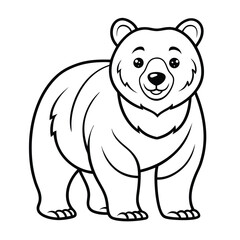 Cute bear outline cartoon educational coloring page for kids on white background