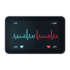 Medical device screen displaying heart rate