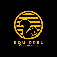 Squirrel circle badge logo design vector template