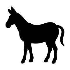 Obraz premium Donkey silhouette vector, a black animal vector art design, and a silhouette of a donkey isolated on a white background