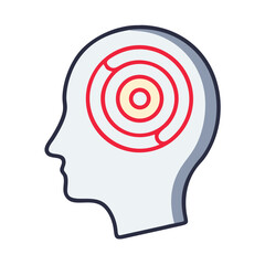 Icon representation of human head with spiral brain pattern  