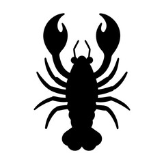 Crab silhouette vector, a black animal vector art design, and a silhouette of a crab isolated on a white background