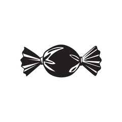 Flat Candy Icon Silhouette Vector Sign Symbol Illustration Wrapped Bonbon Hard Candy