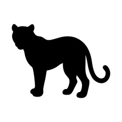 Obraz premium Cheetah silhouette vector, a black cheetah animal vector art design, and a silhouette of a cheetah isolated on a white background