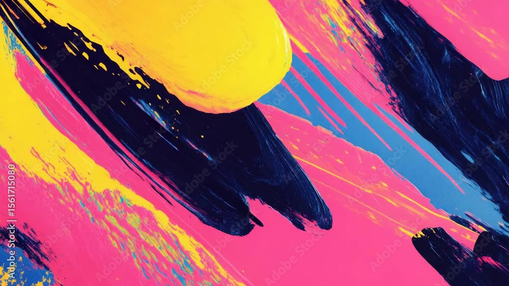 Poster bold and vibrant splashes of color in a dynamic abstract design.
