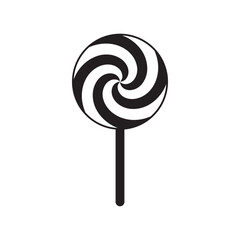 Lollipop icon vector silhouette with colorful swirl isolated on white background illustration