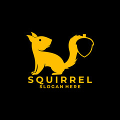 Squirrel gold logo design vector template