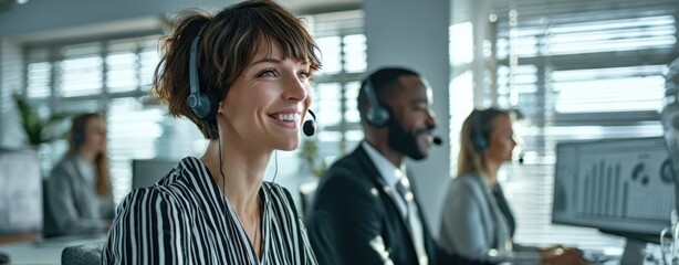 The dedicated call center representative assisting customers with a smile.