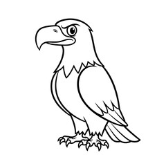 Fototapeta premium Cartoon eagle illustration in black outline 