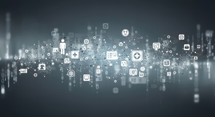 Obraz premium Connected Digital Healthcare System with Network Data Integration for Enhanced Patient Care and Medical Data Optimization