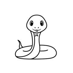 Fototapeta premium Cartoon snake smiling with big eyes on white background 