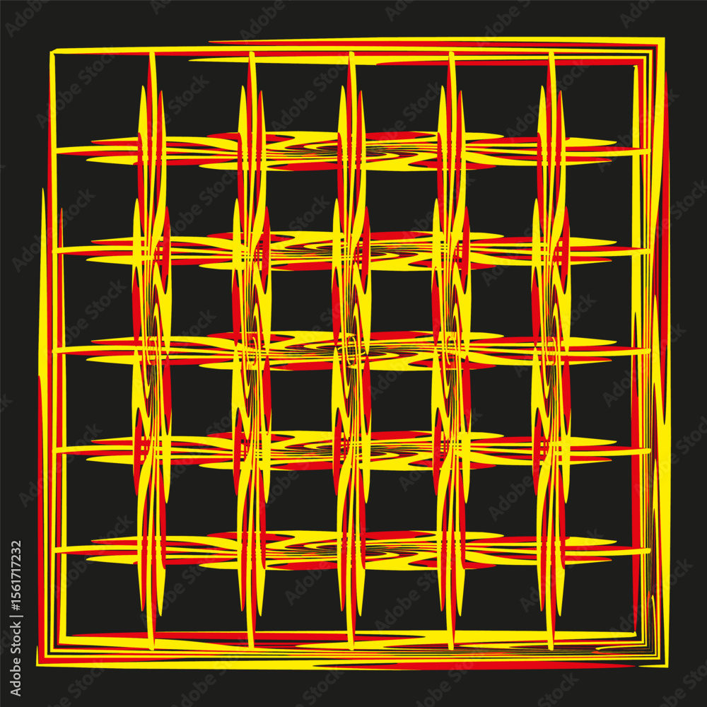Poster glowing grid icon. luminous square weave. geometric vector lattice. fiery neon pattern.