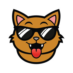 cartoon cat with a smile, funny cat with a smile icon isolated on white background