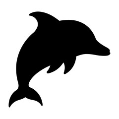 Fototapeta premium Dolphin silhouette vector, a black dolphin vector art design, and a silhouette of an animal isolated on a white background
