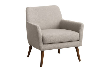 Obraz premium Modern beige armchair with wooden legs on transparent background