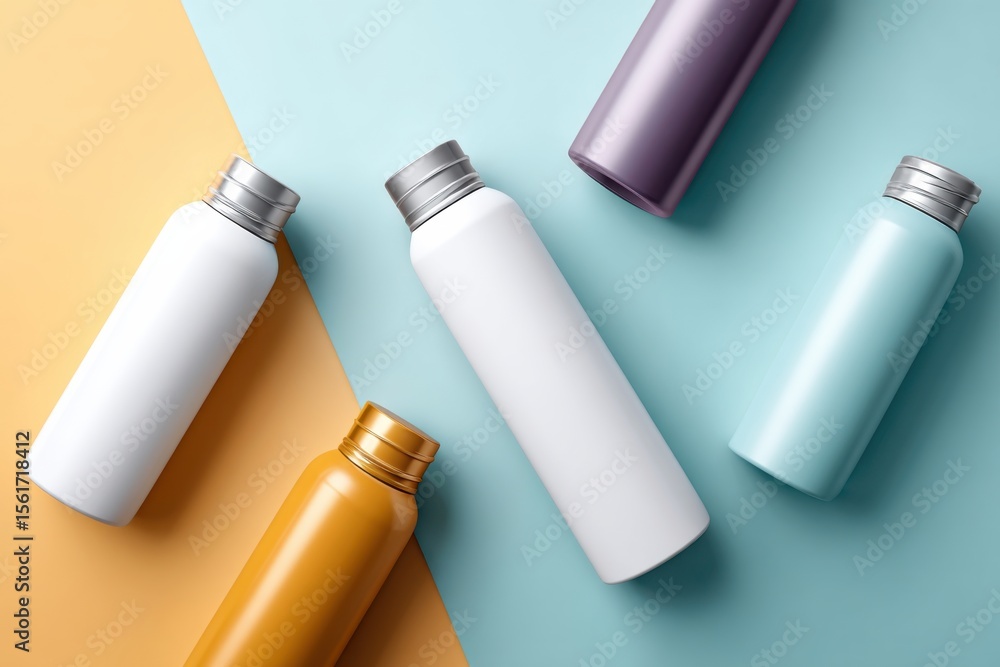 Poster cleansing milk container mockup displayed in vibrant colors with ample space for custom text