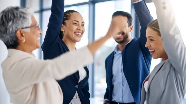 Business Team Celebrating Success In Modern Office