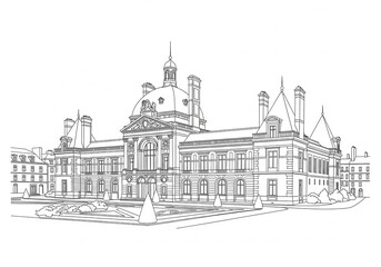 Fototapeta premium Musée de l’Imprimerie in Nantes one line drawing