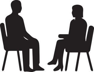 Conversation Silhouette Illustration – Two People in Discussion for Business, Counseling, or Interview Use
