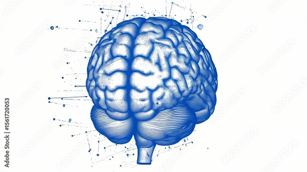Poster intricate structures and connections of the human brain, showcasing its complexity and functions ove