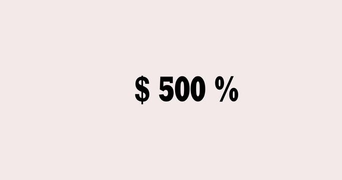 Animated counter rising from 0 to 500 dollars. Great for finance videos, sales growth, income tracking, business data, and money-related content.