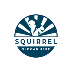 Squirrel vintage logo design vector template